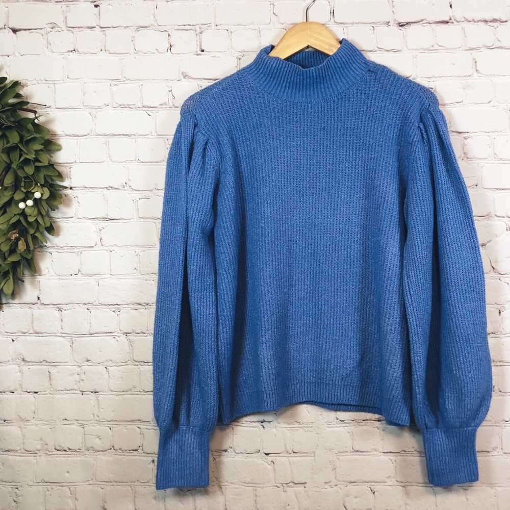 Marled puff sleeve sweater